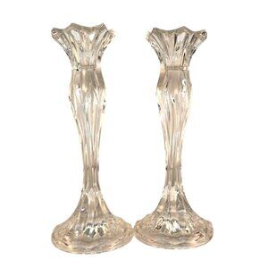 JD Durand Crystal Taper Candle Holders Set Elegant Pair Decorative Fancy